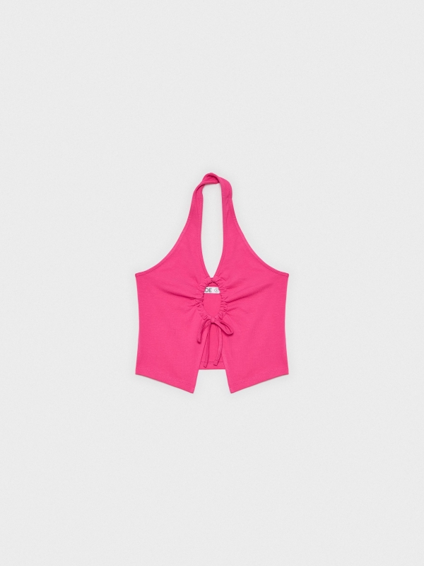  Top cut out anudado magenta