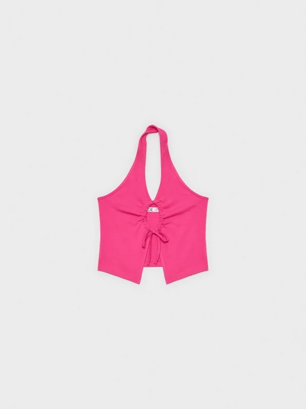  Top cut out knotted magenta