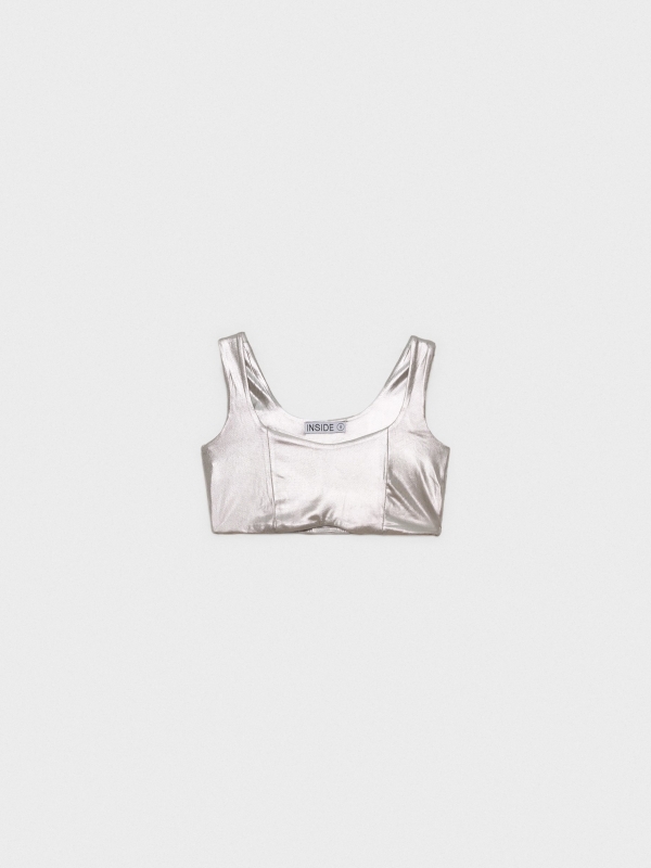  Crop top with silver seams silver