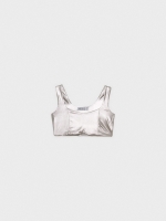 %Pto% Crop top de costuras plateado plateado