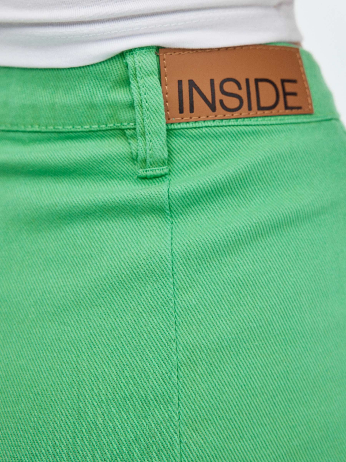 Flared twill shorts mint detail view