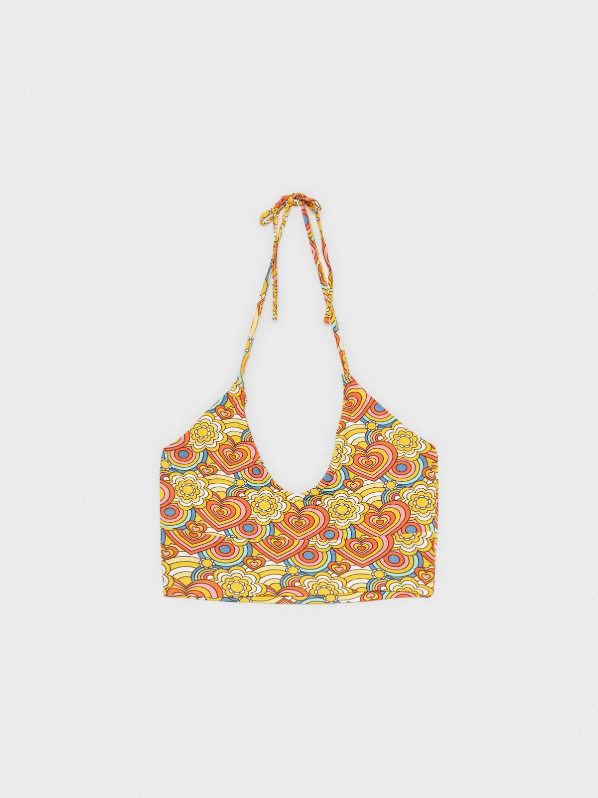  Crop top print corazones multicolor