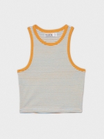 %Pto% Crop top halter listrado camel