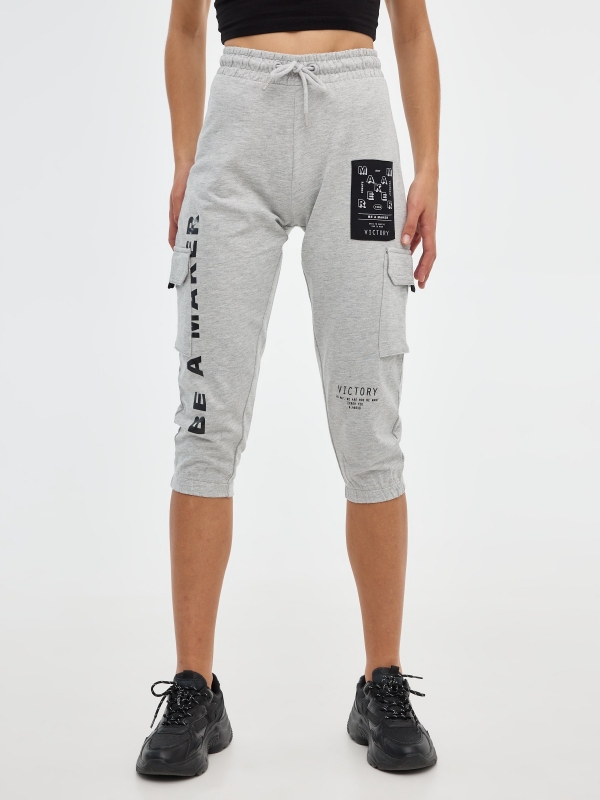 Pantalón jogger con bolsillos melange medio vista media trasera