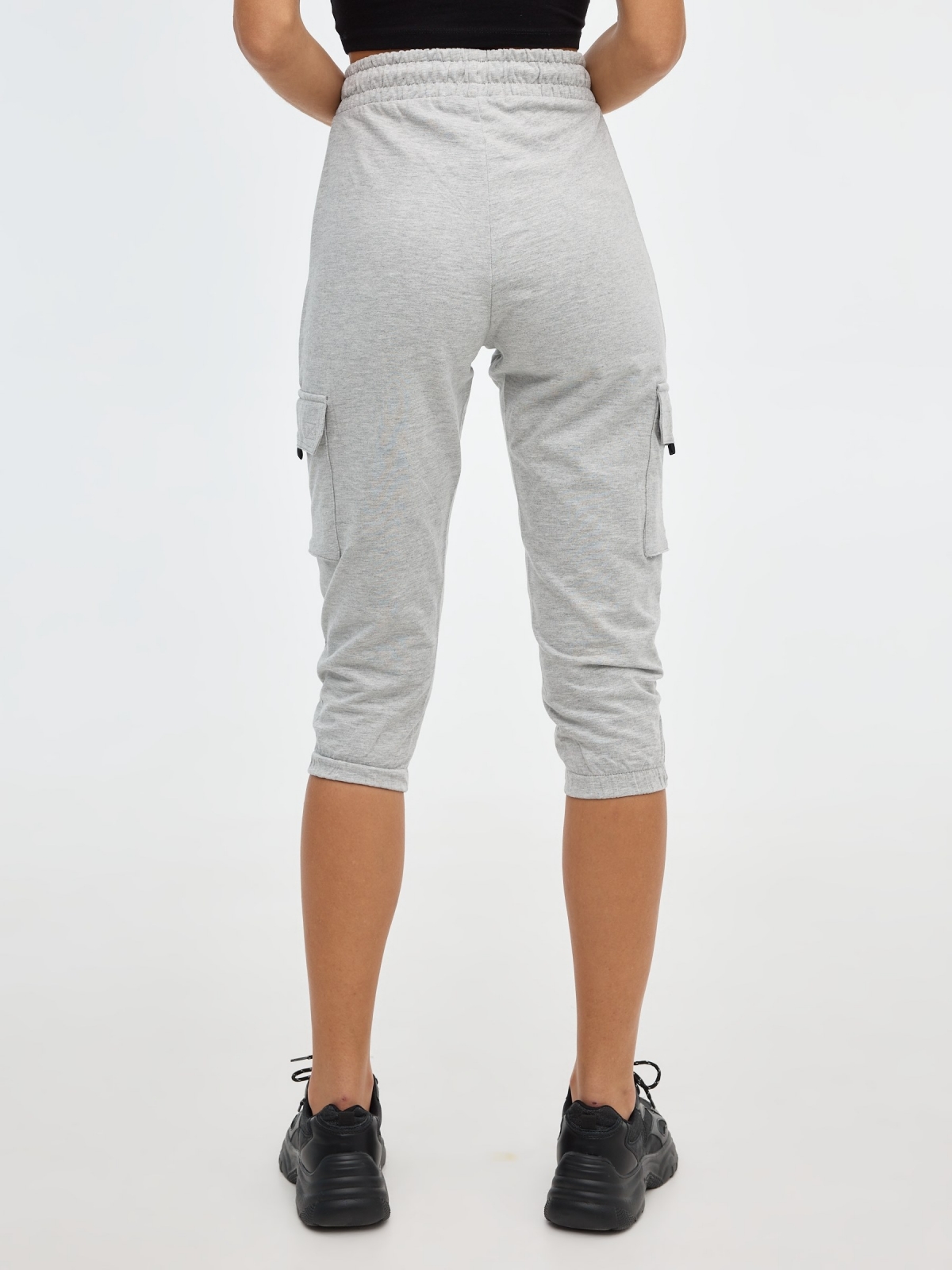 Jogger pants with pockets medium melange front view