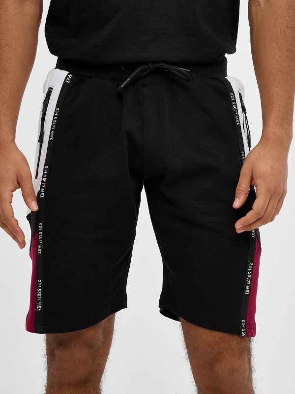 Calções de jogger desportivo de bermudas preto vista detalhe