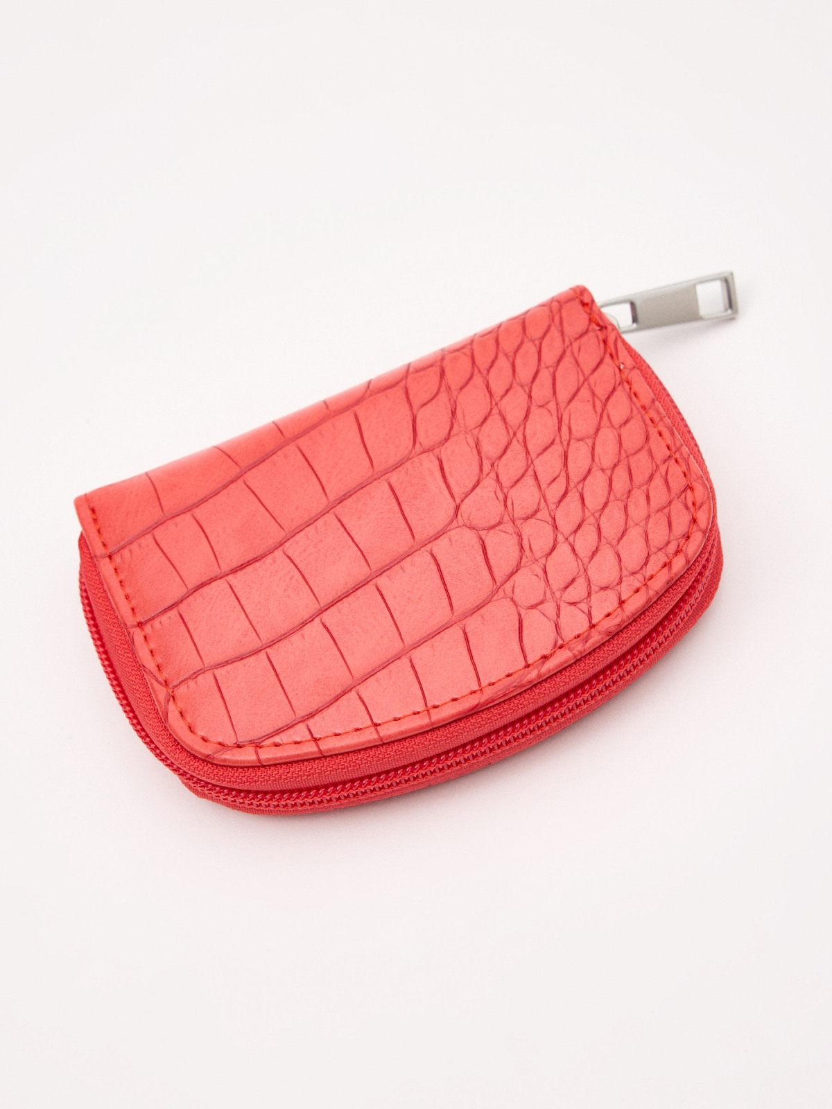 Cartera polipiel croc coral coral vista detalle