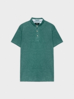 %Pto% Camisa pólo texturizada de gola mao verde