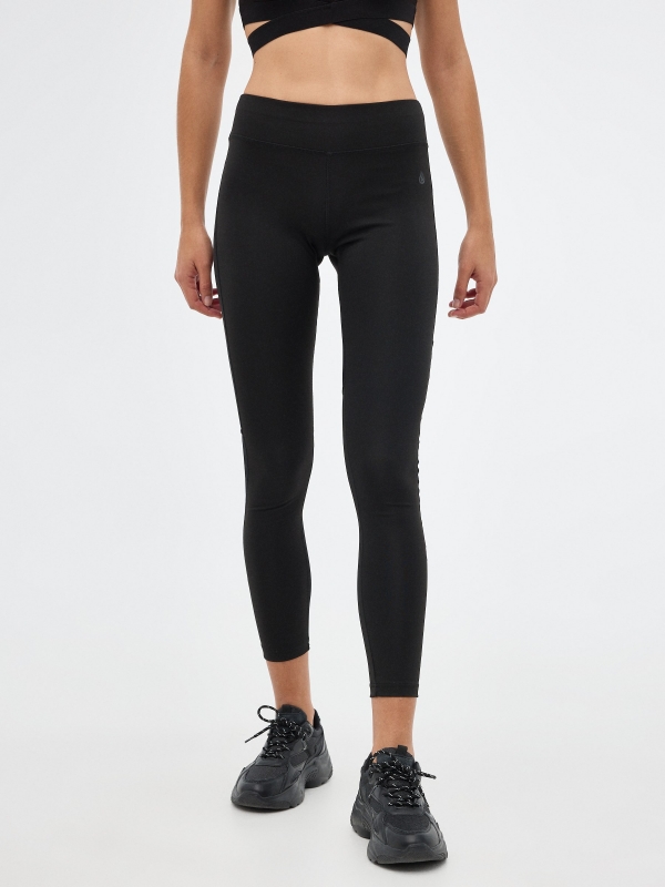 Leggings mesh details black middle front view