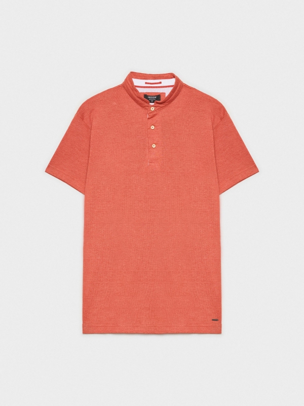  Mao collar textured polo shirt red