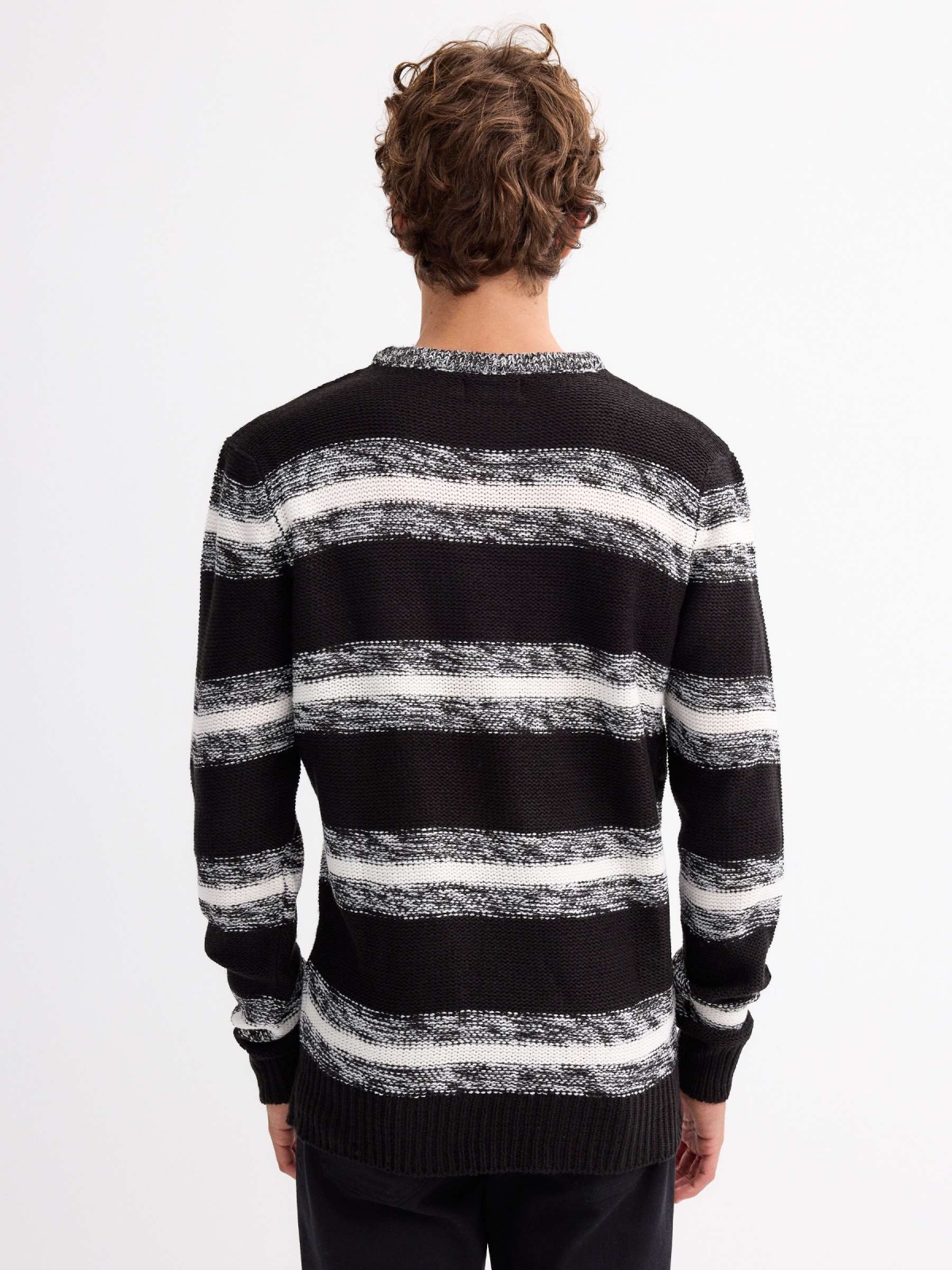 Marbled striped jumper black middle back view