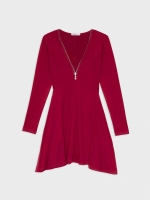 %Pto% Mini vestido com decote com fecho de correr granada vista frontal