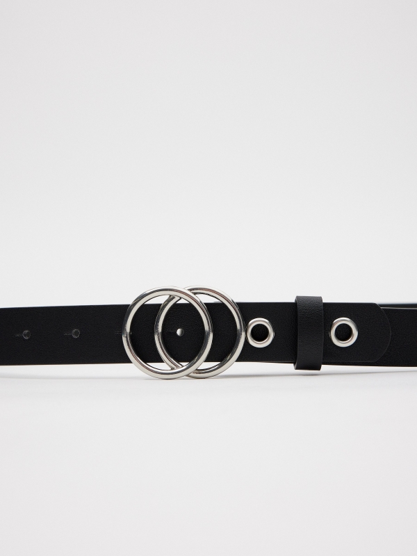 Round buckle dole belt black detail view