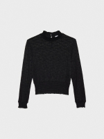 %Pto% Mini print elastic blouse black front view