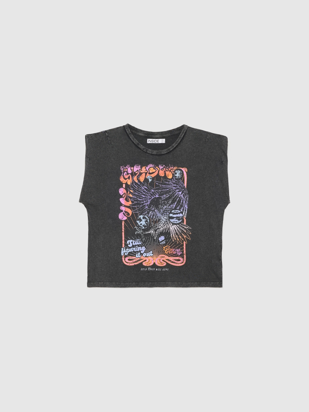 %Pto% T-shirt de alças Glow cinza escuro