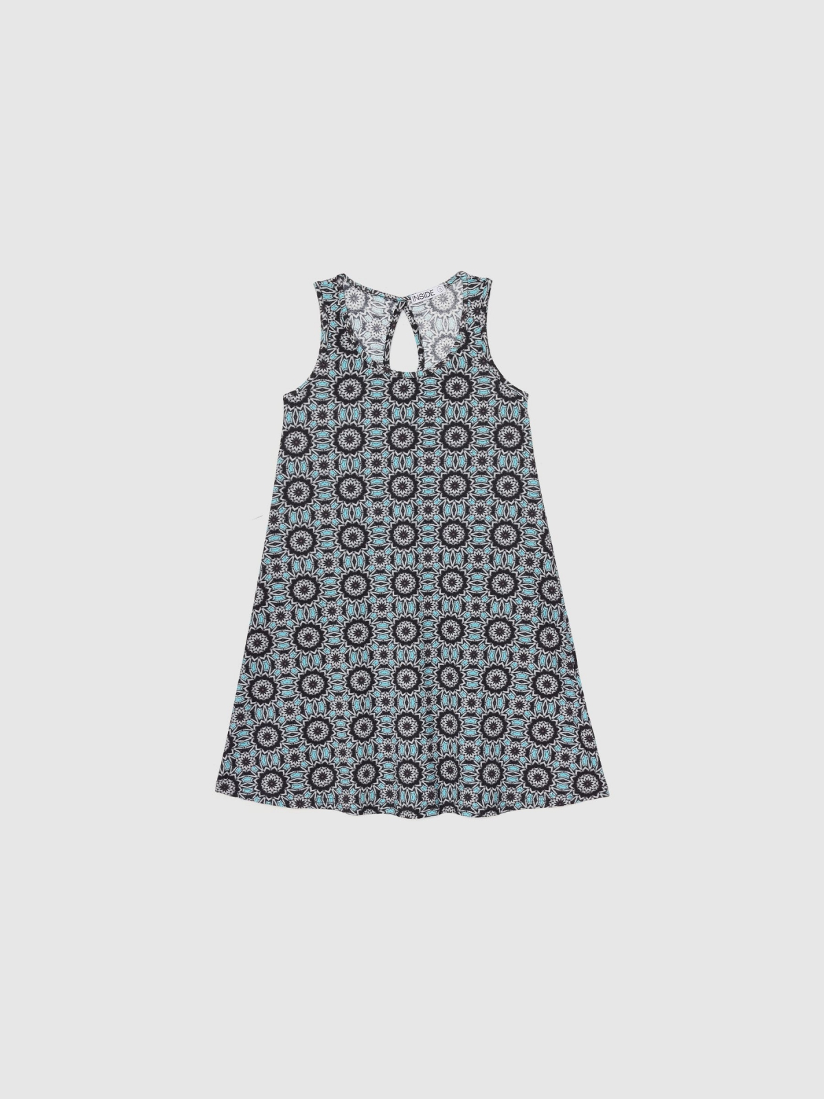  Flared small-flower print dress black