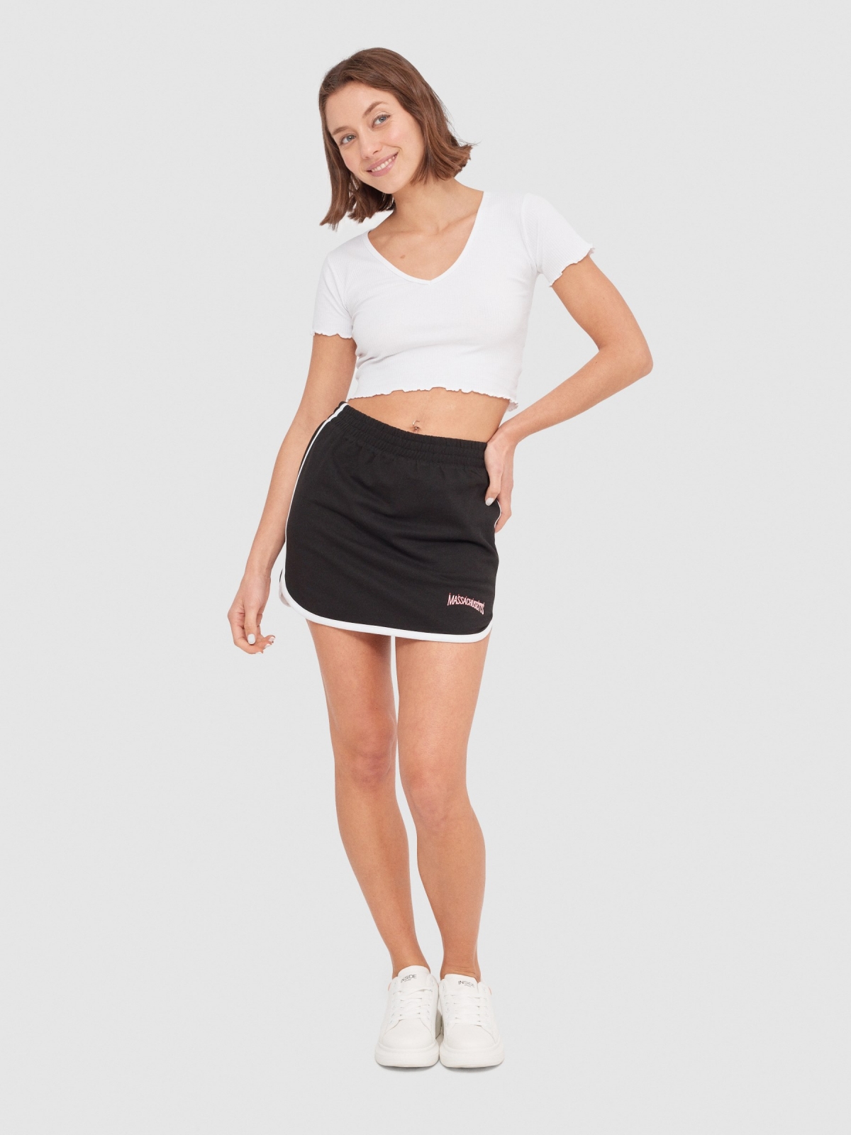 Sport mini skort black front view