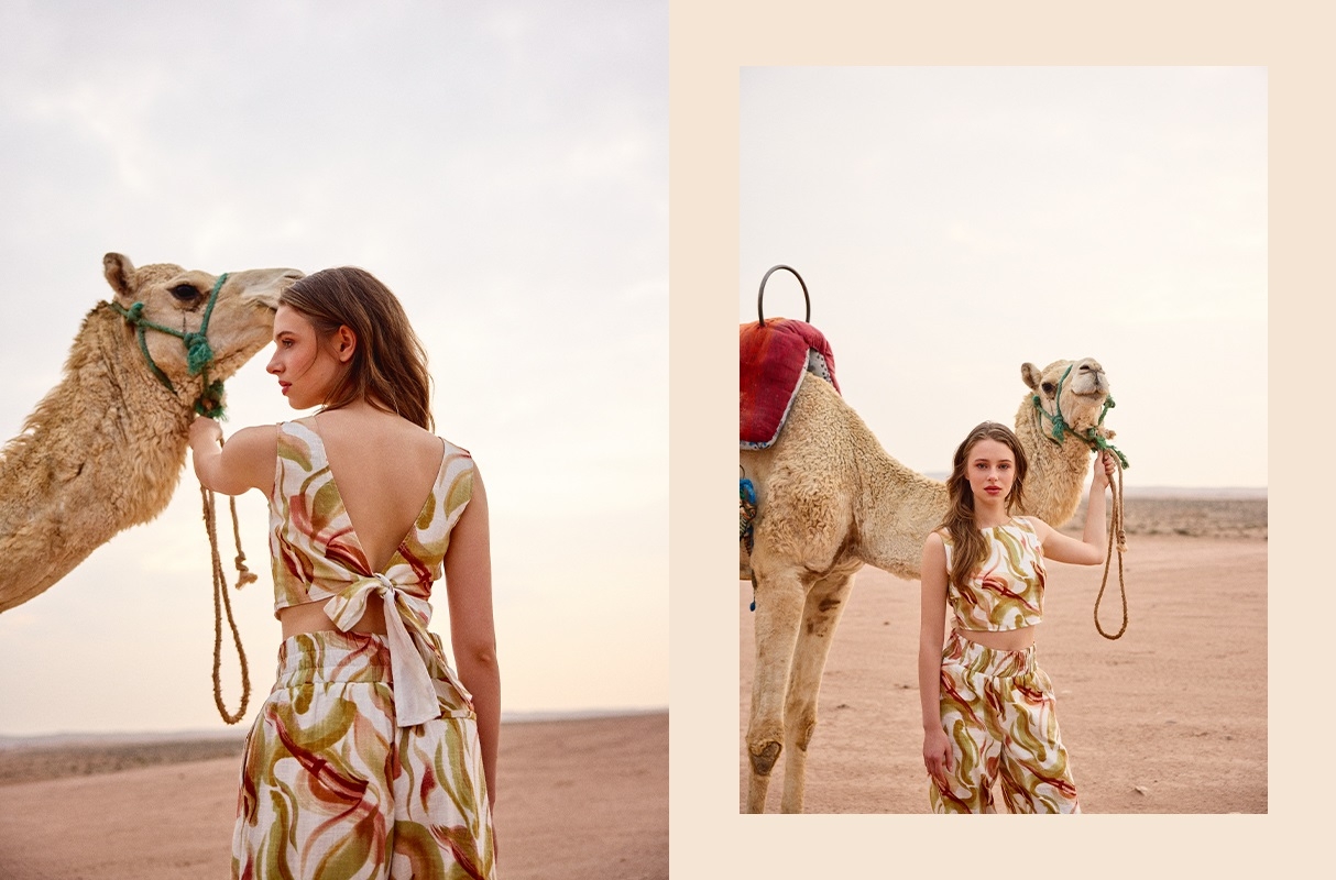 Back bow top beige middle front view