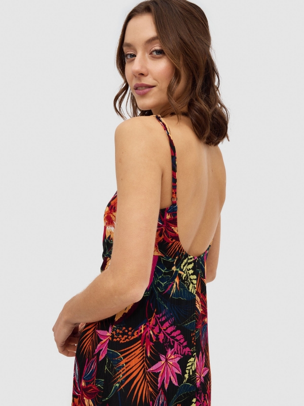 Vestido midi floral escote en V multicolor vista detalle