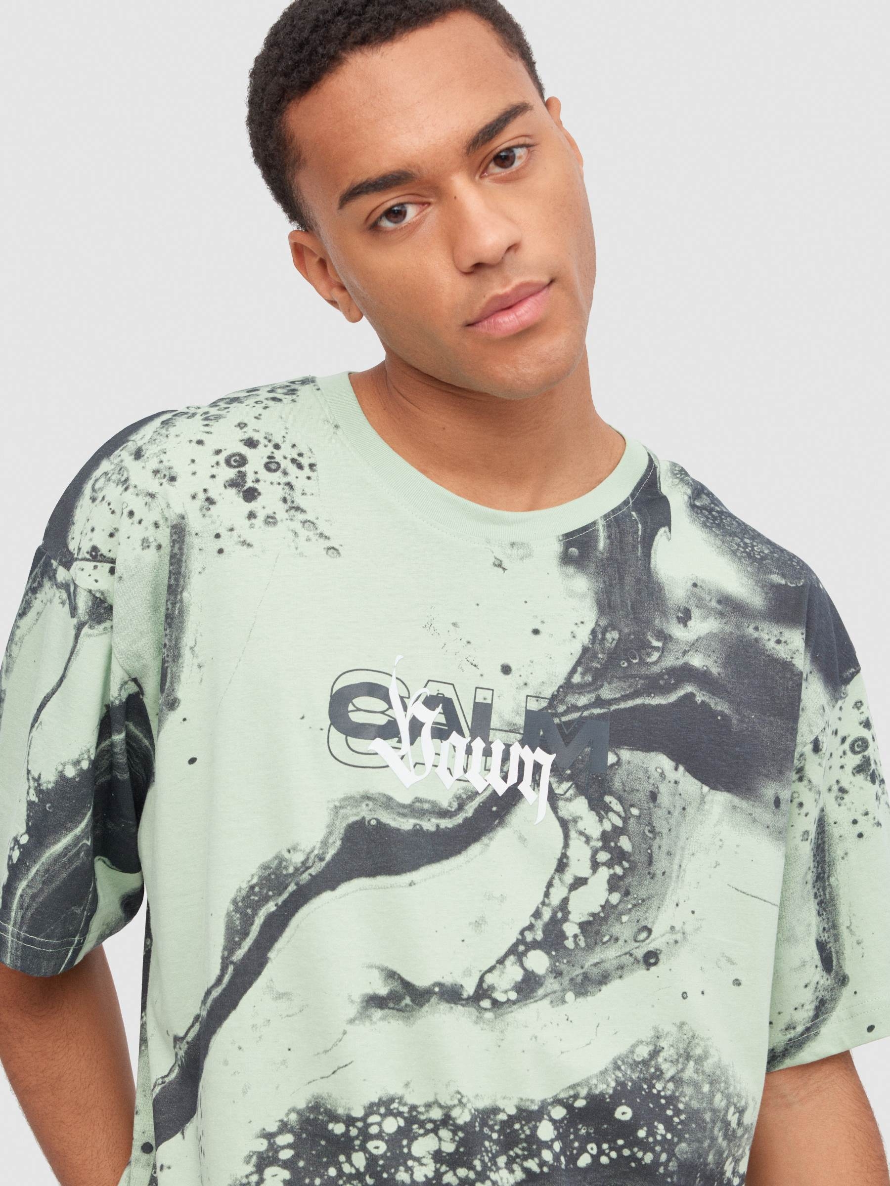 T-shirt liquid stains mint middle front view