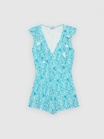 %Pto% Mono corto con volantes tropical azul