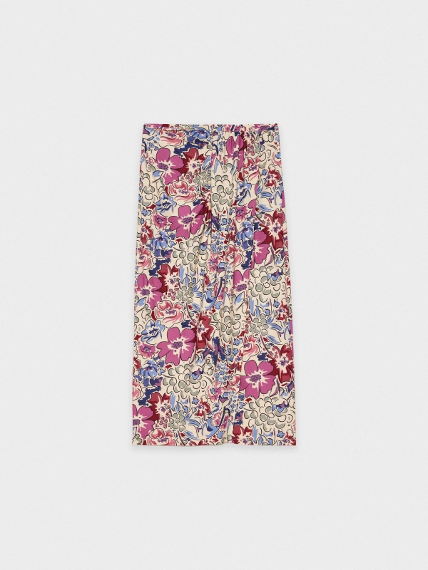  Ruffled midi skirt with slit multicolor