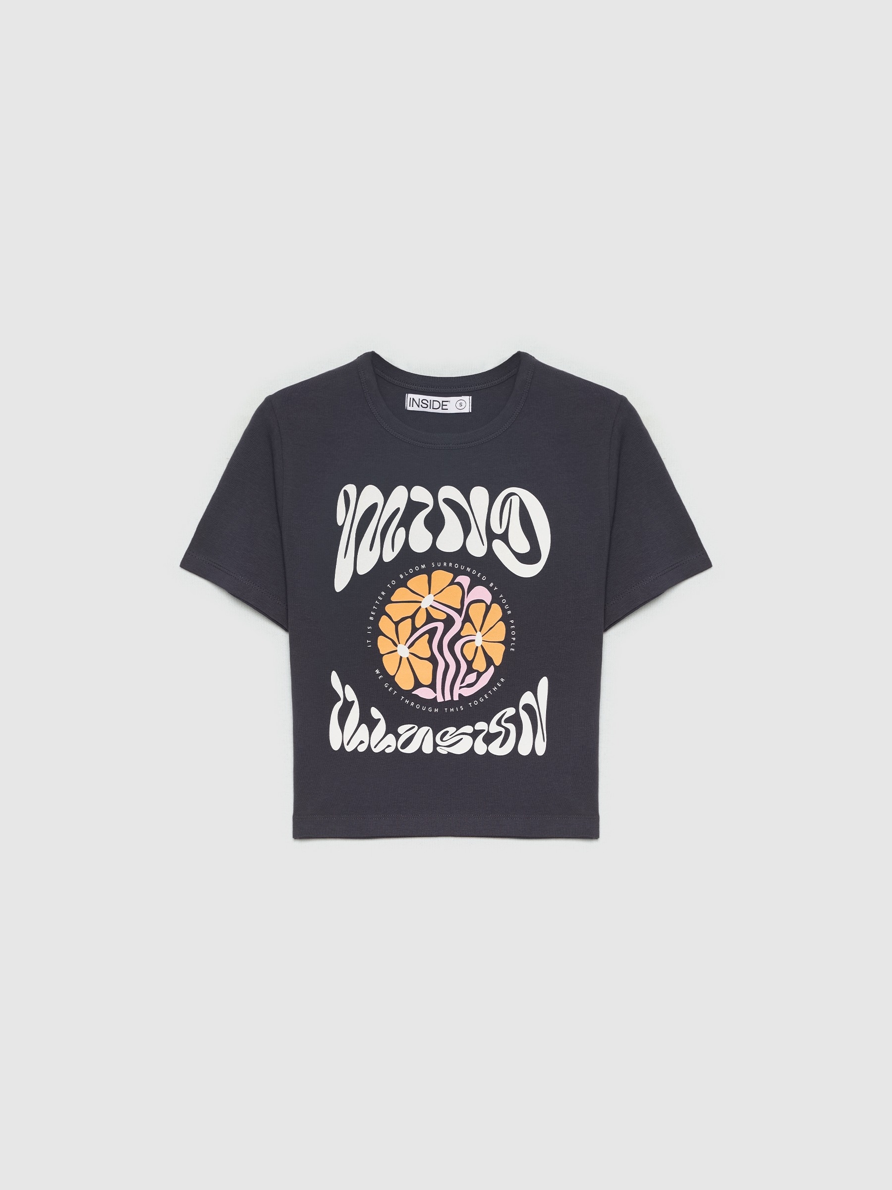 Mind Illusion crop top dark grey middle front view