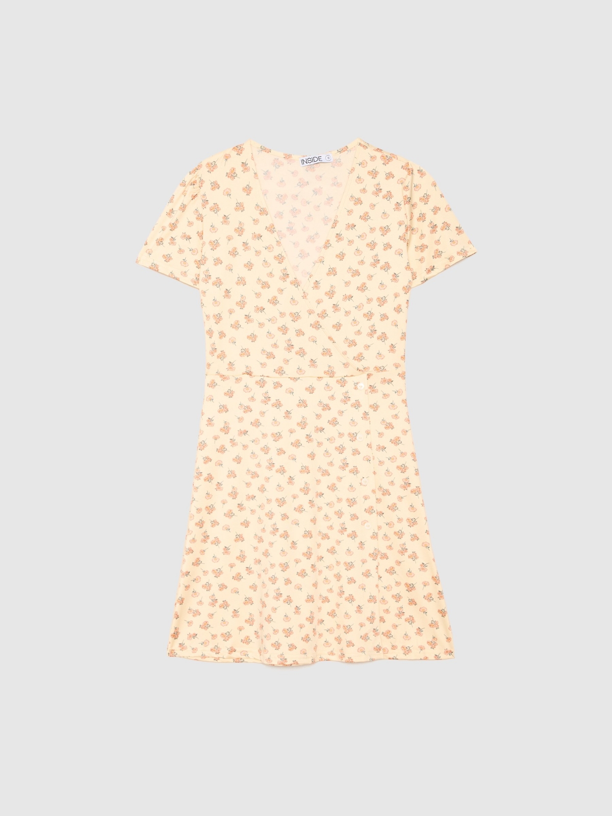  Miniflower crossover neckline dress sand