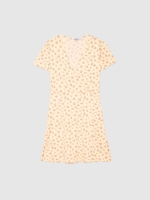 %Pto% Vestido escote cruzado miniflores arena