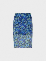 %Pto% Saia midi de tull floral azul