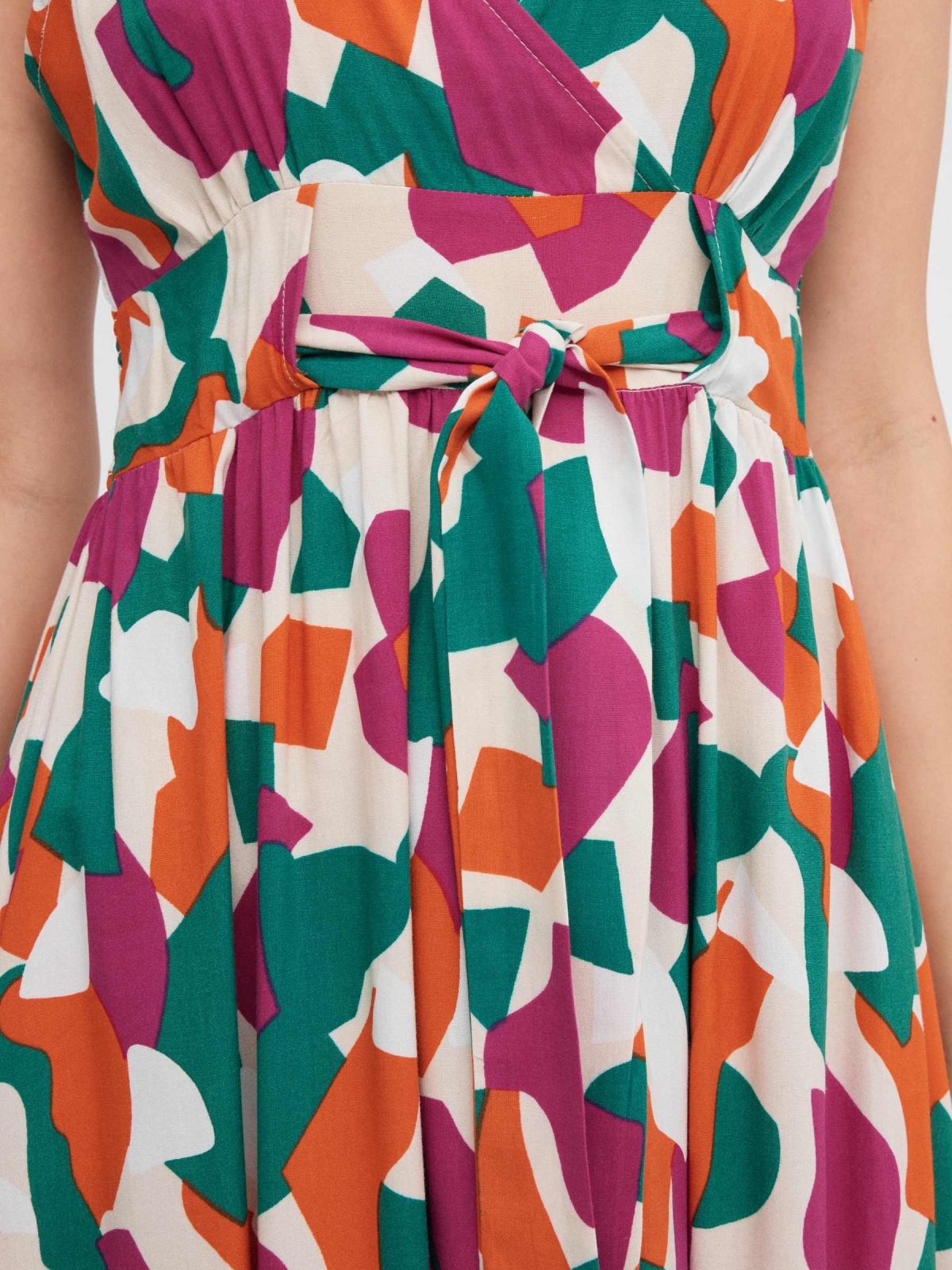 Stain print sundress multicolor detail view