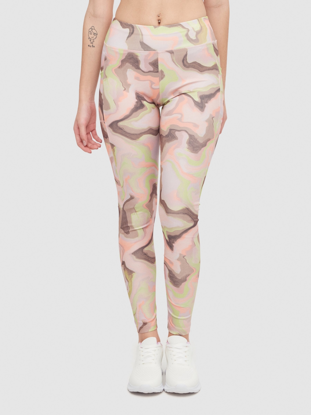 Camouflage print leggings multicolor detail view