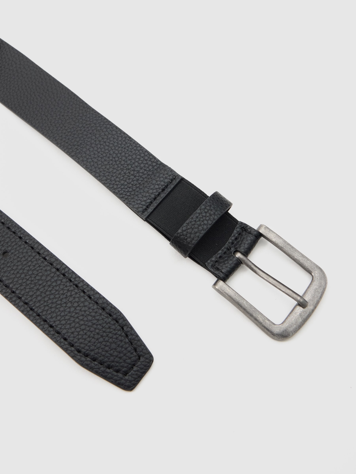 Textured leatherette belt black detail view