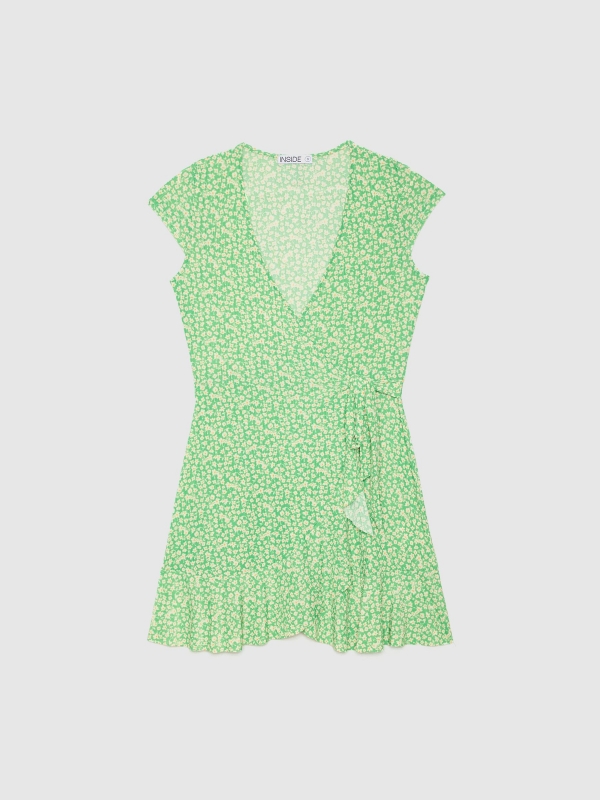  Vestido mini flores lazada menta