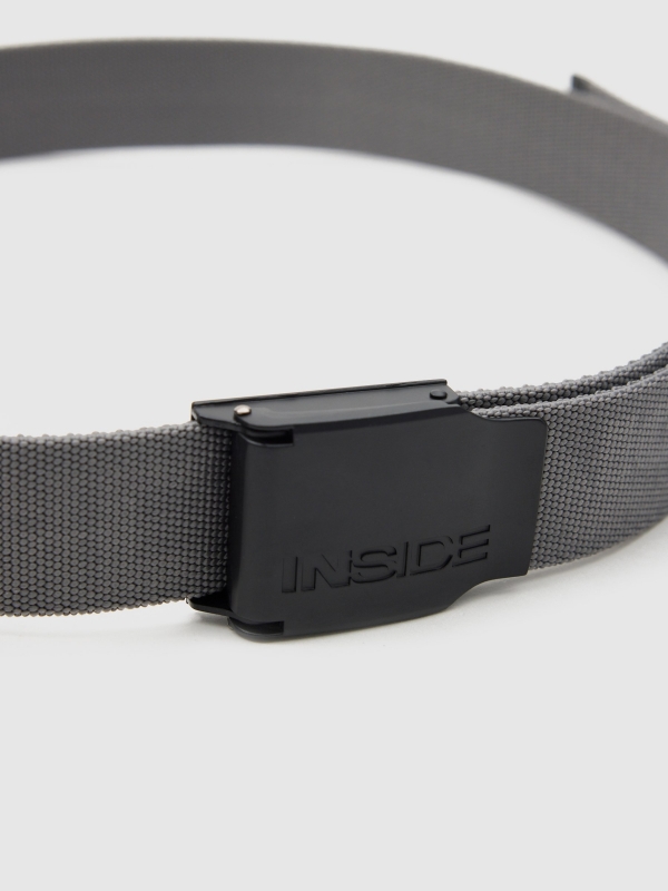 Logo canvas belt grey detail view