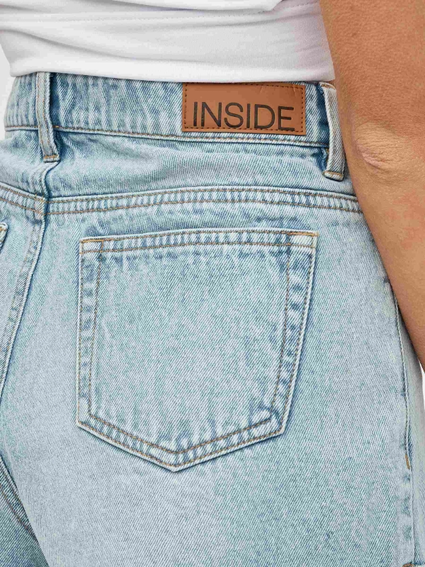 Flared denim shorts light blue detail view