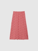 %Pto% Falda midi flores rojo