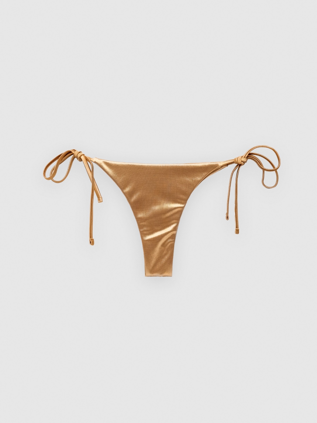 Metallic bikini bottoms golden front detail view