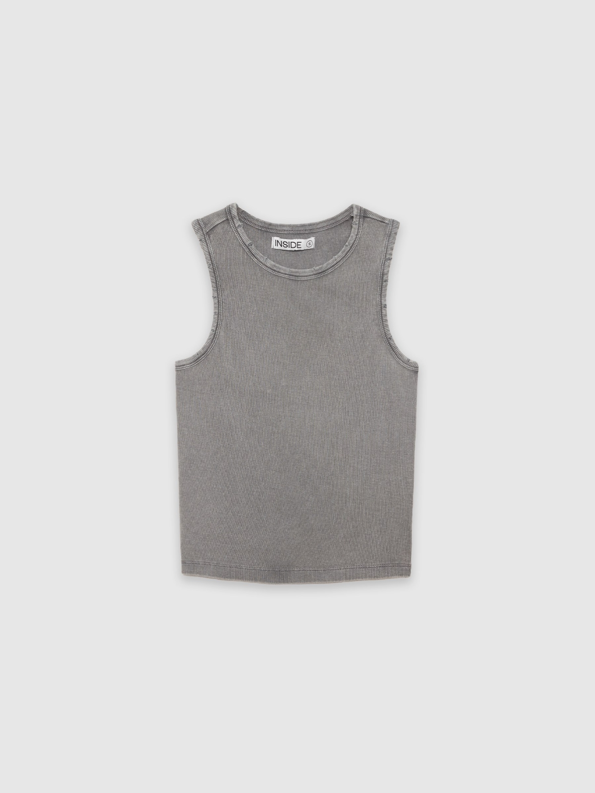 %Pto% Camiseta rib efecto lavado gris