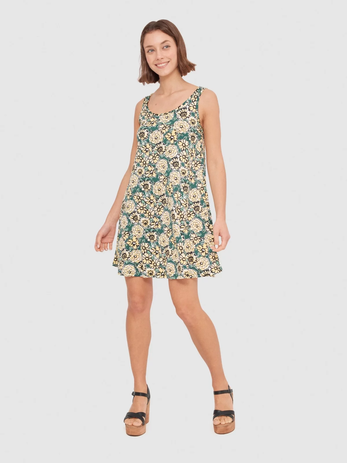 Flowers A-line dress multicolor front view
