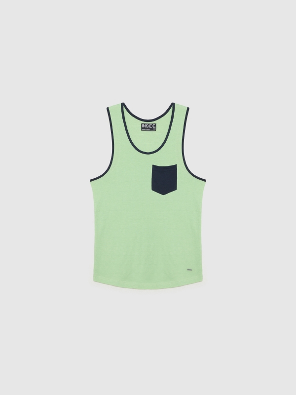  Camiseta rayas con bolsillo menta