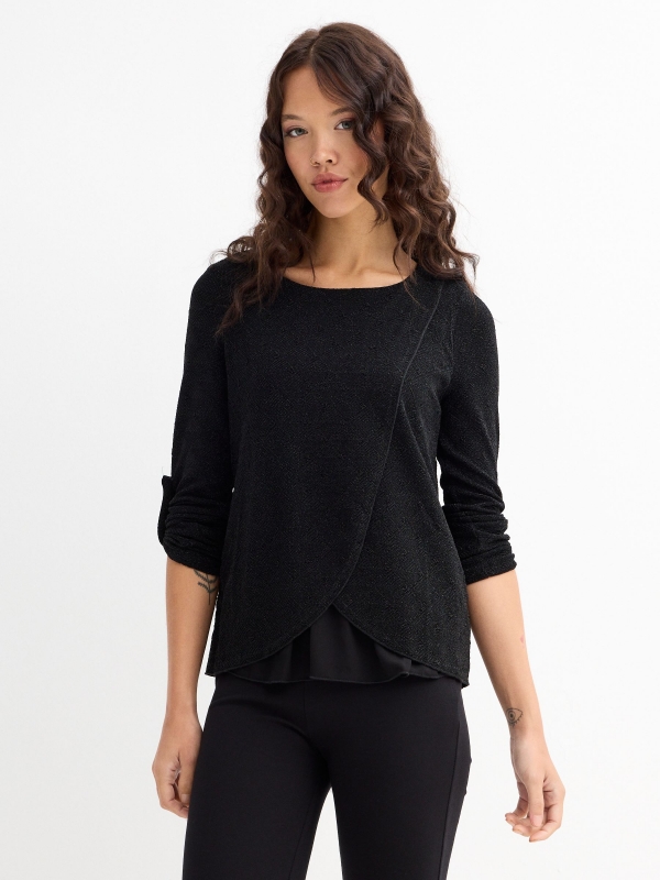 Blusa negra con brillo