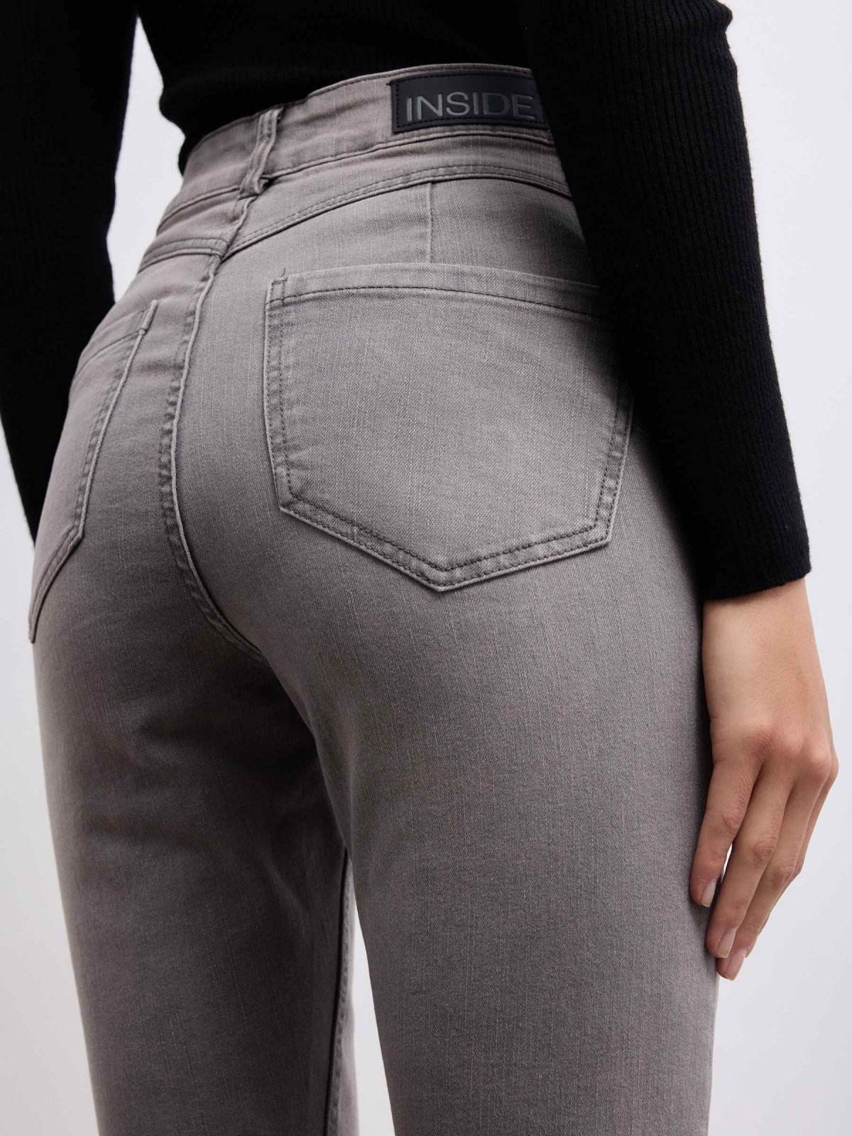 Skinny push up jeans medium rise medium grey detail view