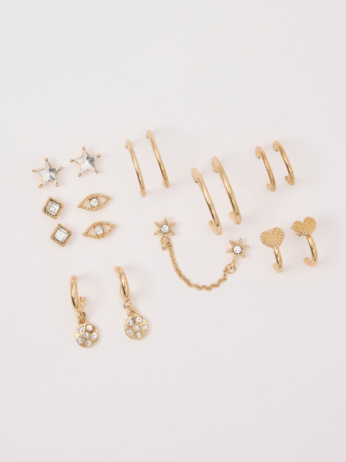 Earrings set pack 9 golden