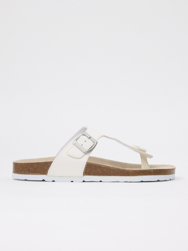 White leather effect toe sandal white