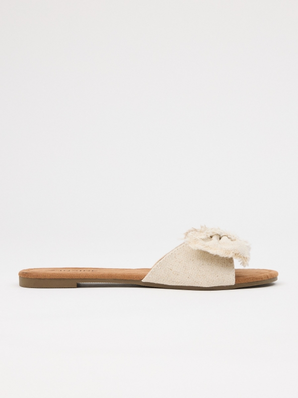 Frayed bow shovel sandal off white