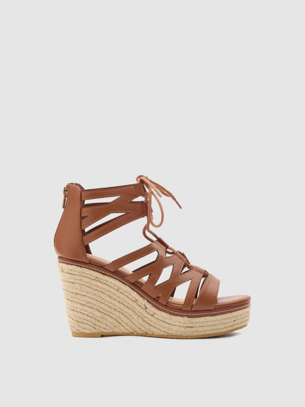 Leatherette Roman wedge brown