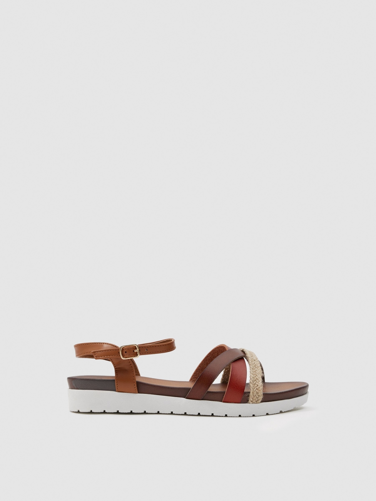 Jute strap sandal brown