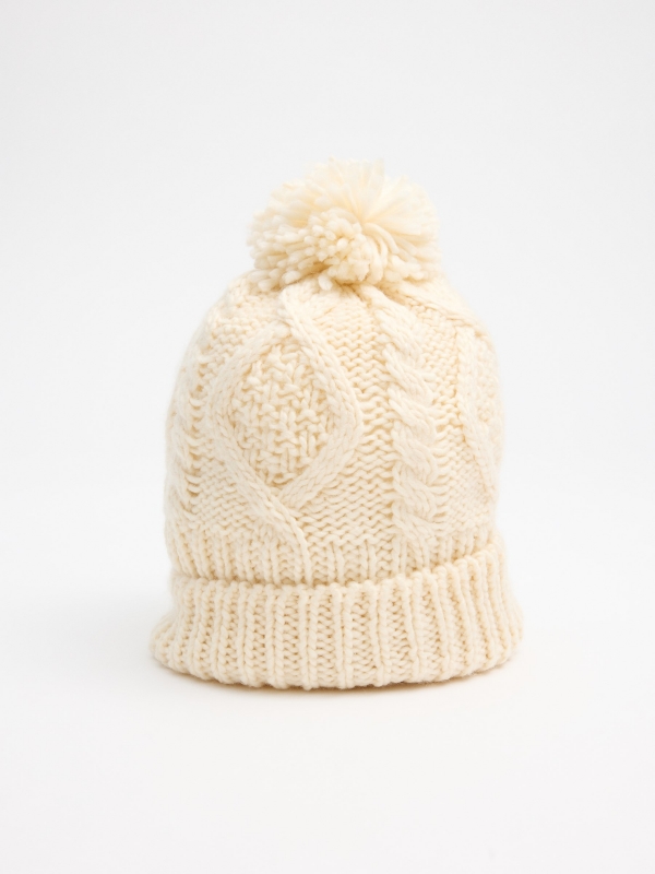 Gorro de punto blanco marfil