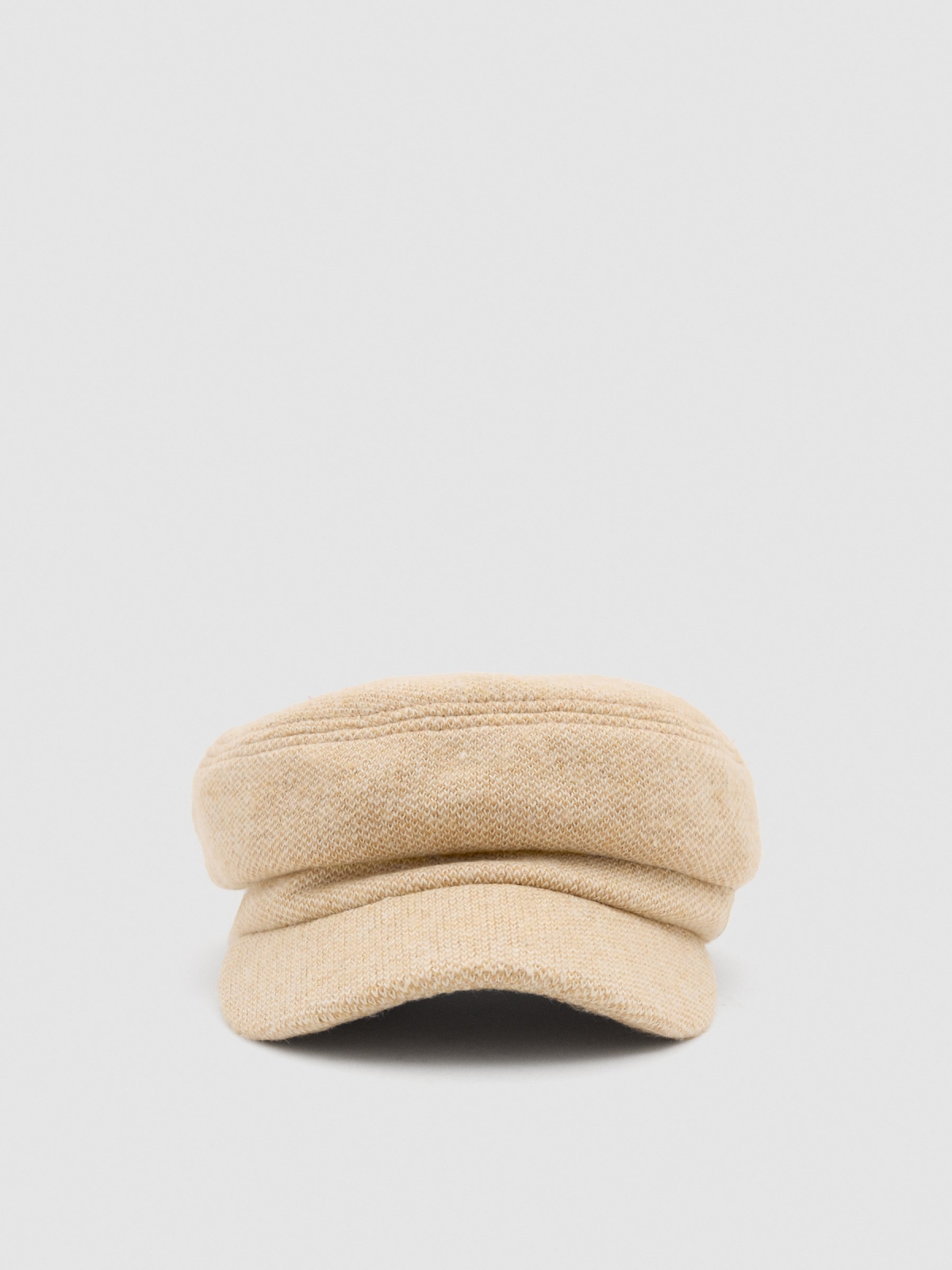 Ivory white texture beret beige 45º front view